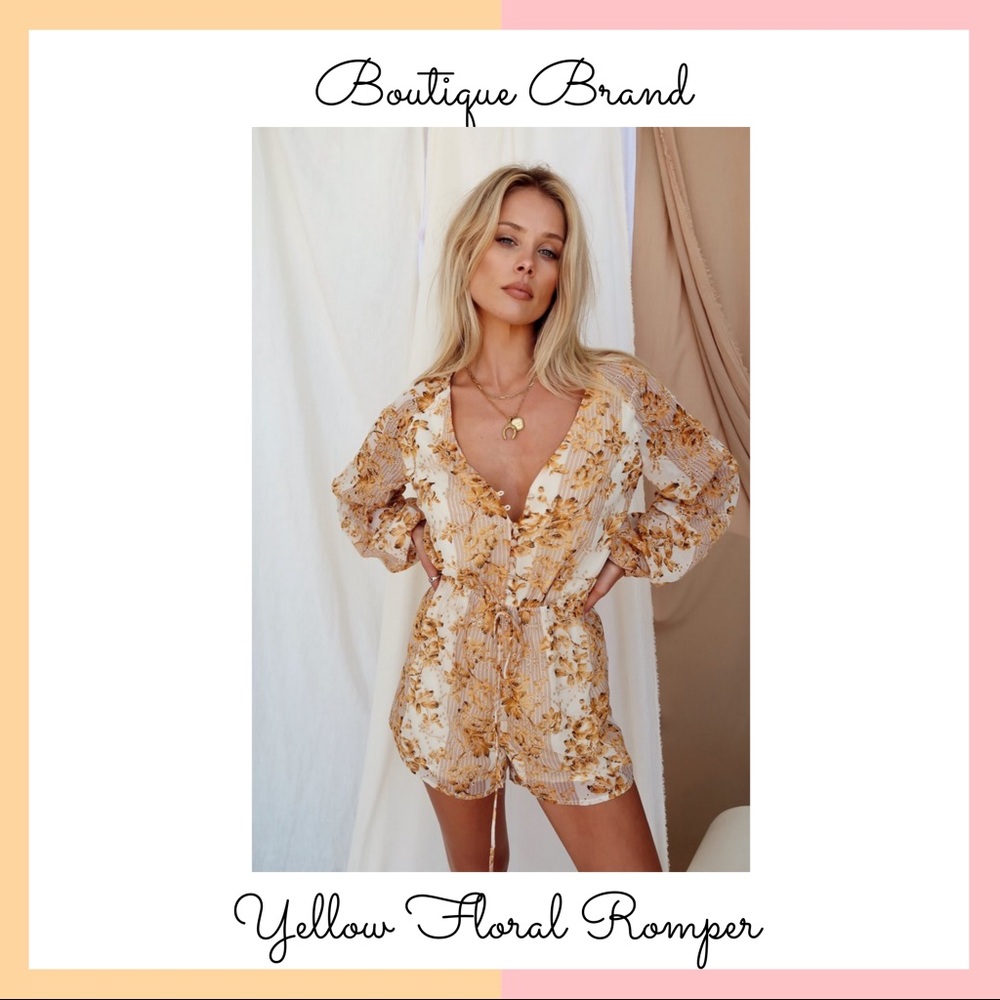 12th TRIBE-Yellow Floral Print Romper